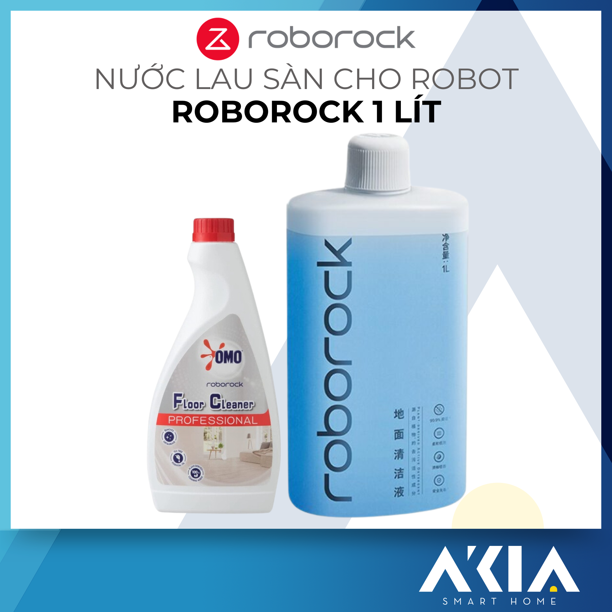 Nước lau sàn chuyên dụng Omo Roborock 1L - Dành cho Robot, Máy hút bụi cầm tay, Chống nghẹt ống bơm - Hàng chính hãng