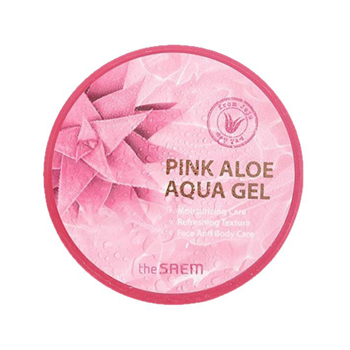 Gel dưỡng ẩm và làm dịu da The Saem Pink Aloe Aqua Gel Hàn Quốc 300ml