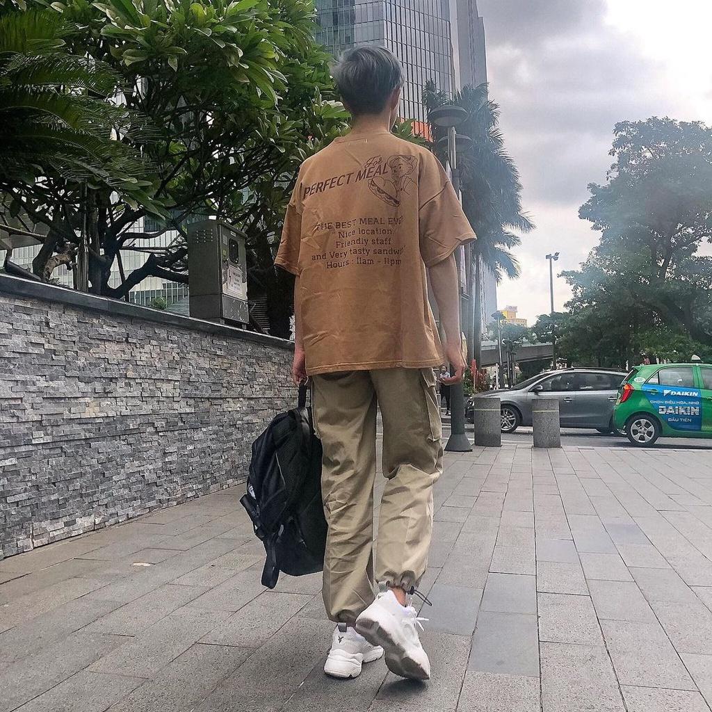 Quần Baggy Kaki túi hộp MEANSTORE pants unisex basic nam nữ cạp chun ống rộng phong cách Hàn Quốc ulzzang - Be