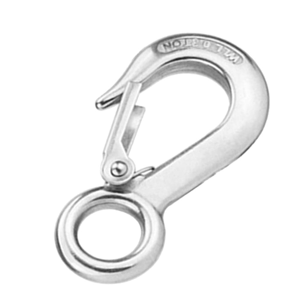 2xStrong Stainless Steel Eye Hook W/ Clevis Safety Latch for Winch Cable 0.3T