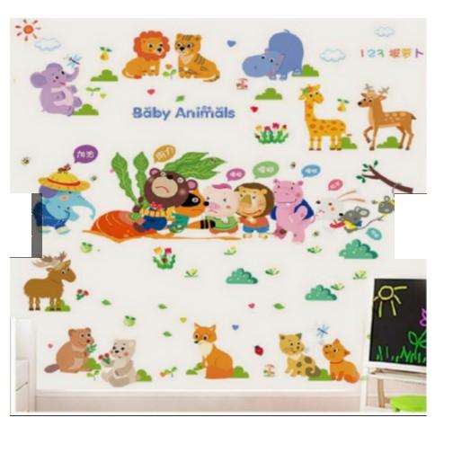 BỘ COMBO DECAL GHÉP ĐÔI TRANG TRÍ - Cà rốt 02 phối thú tiếng anh tròn