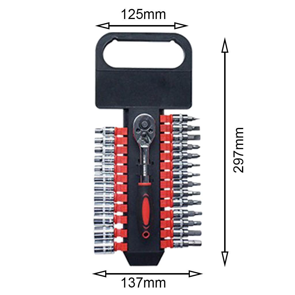 Ratcheting Socket Wrench Set - Quick Release Reversible Ratchet - Motor Repair Tools Combination Suit