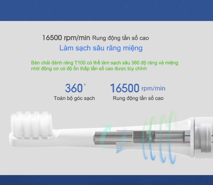 Bàn chải thông minh Xiaomi Mijia T100 - Hàng nhập khẩu