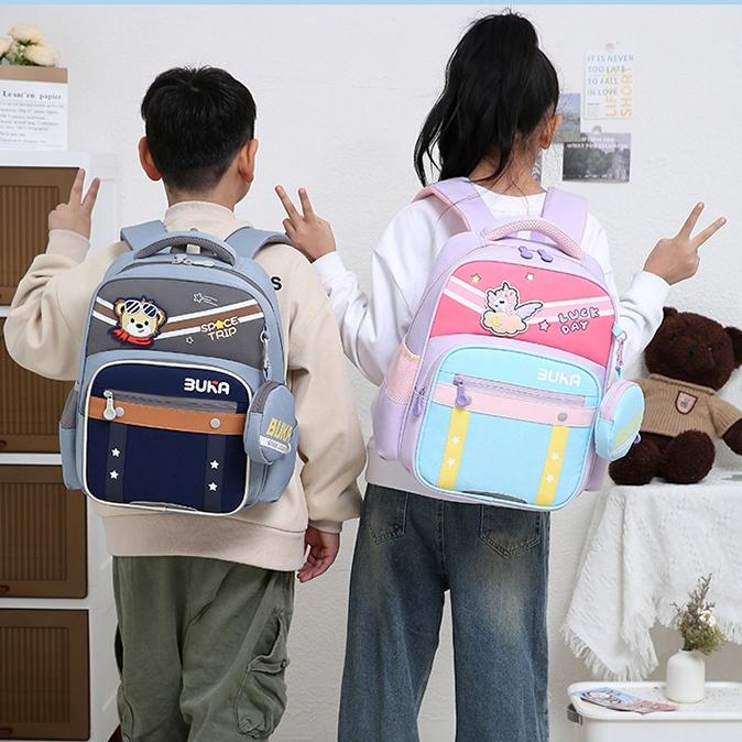 Balo cho bé đi học tiểu học lớp 1 3 vải Oxford cao cấp kèm hộp bút màu pastel dễ thương 3028