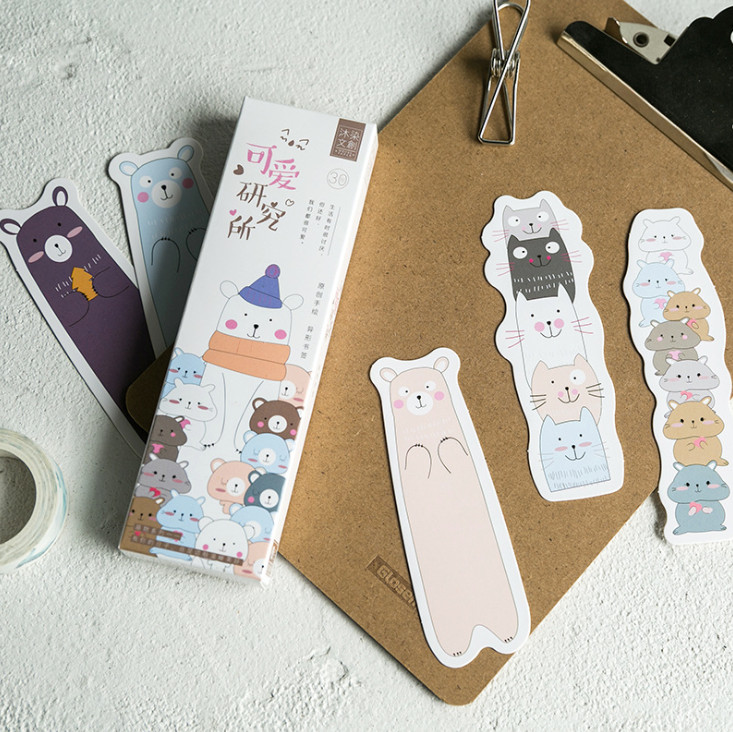 Bộ 30 Đánh Dấu Sách Bookmark Thú Cưng Siêu Cute ( Tặng Kèm Bookmark Nam Châm)