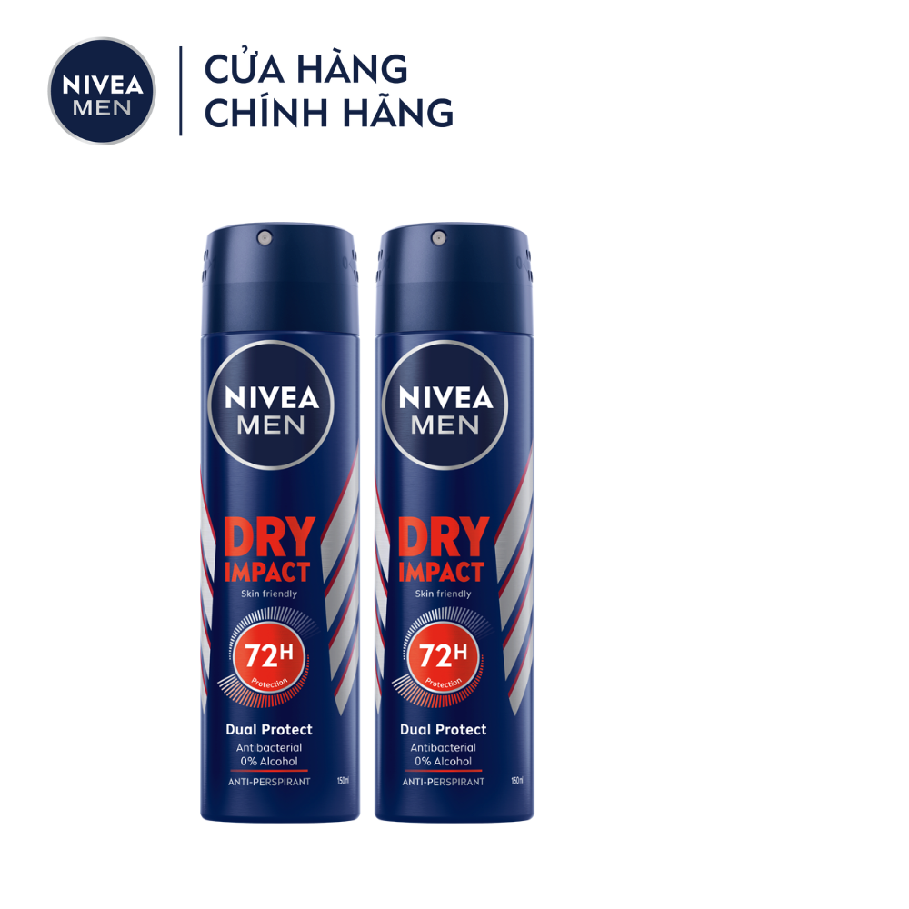 Combo 2 Xịt Ngăn Mùi NIVEA MEN Dry Impact Khô Thoáng 150ml - 81602