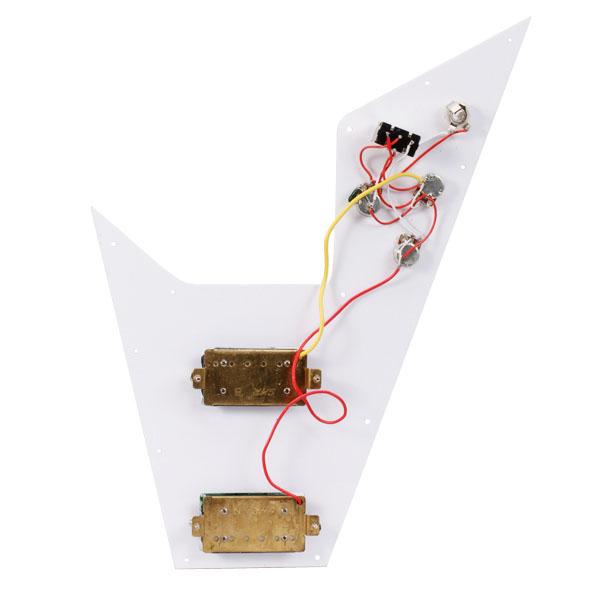 White 3 Ply Loaded Prewired Pickguard for Flying V Guitar