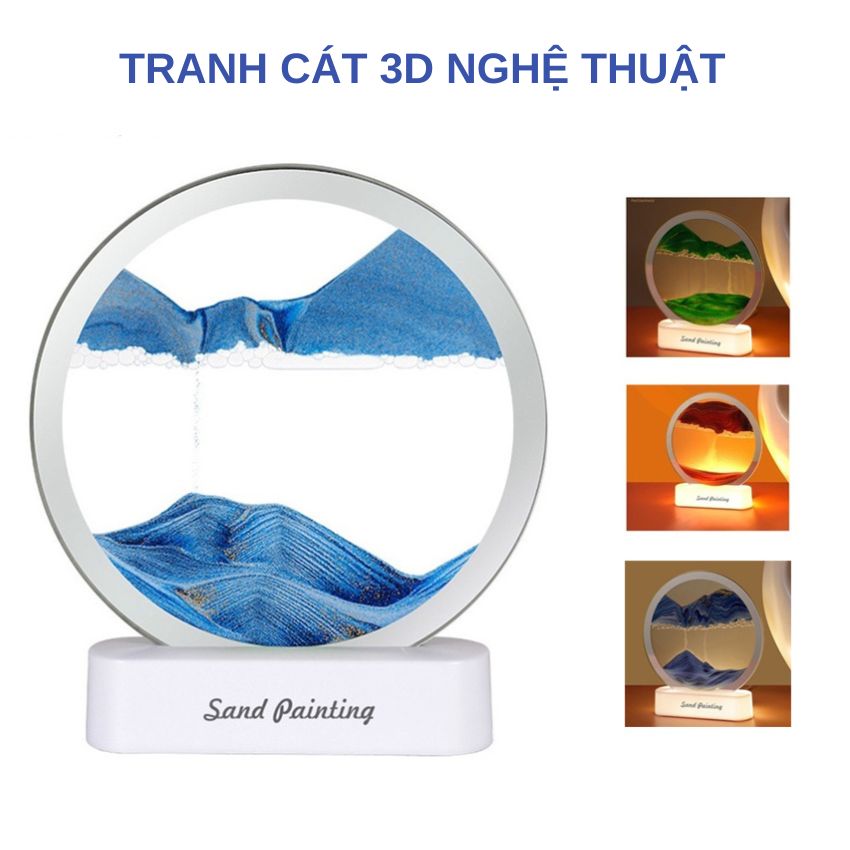 Tranh cát chảy 3D chuyển động tích hợp đèn LED tráng gương cao cấp dùng trang trí làm quà tặng hoặc đèn ngủ