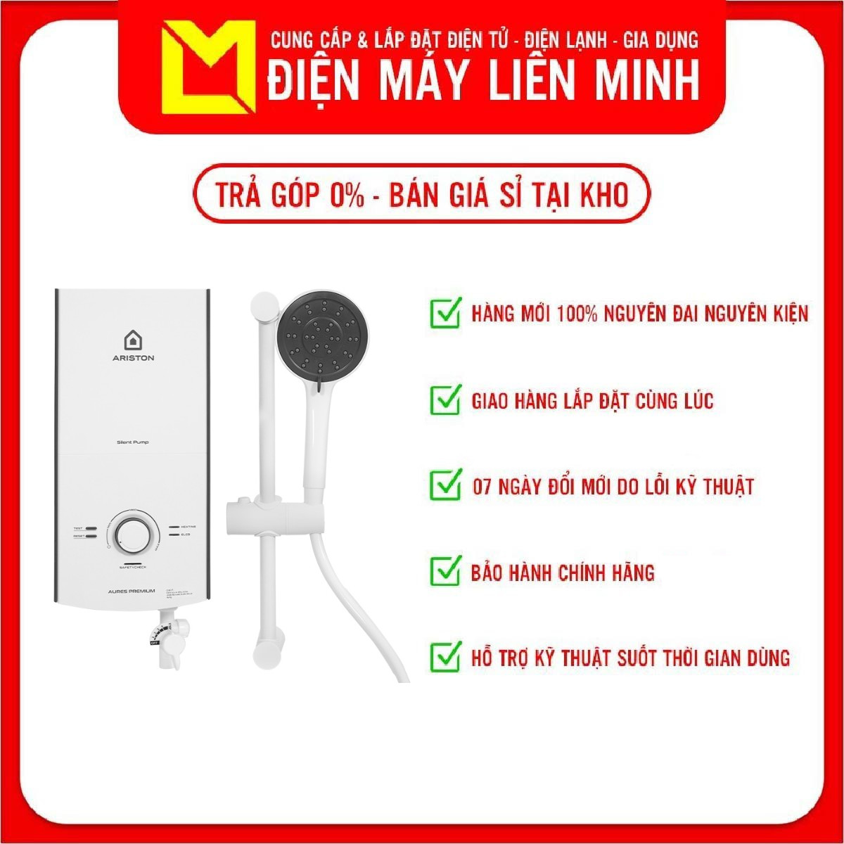 MÁY NÓNG TẮM TRỰC TIẾP ARISTON AURES PREMIUM 4.5P IVORY - Hàng chính hãng (Chỉ giao HCM)