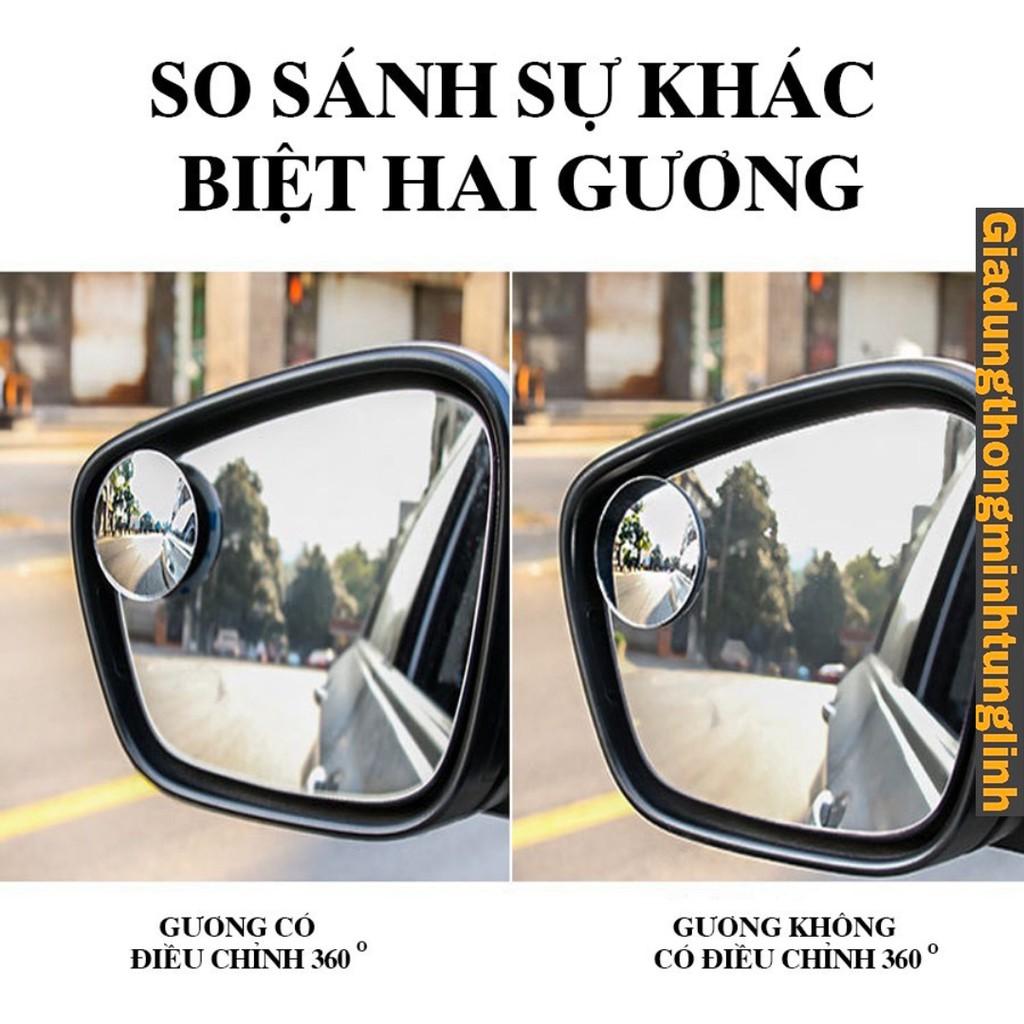 Bộ 2 Gương Cầu Lồi Không Viền Xoay 360 Độ Xóa Điểm Mù Cho Xe Hơi chất liệu dính, vât liệu thủy tinh chịu nhiệt