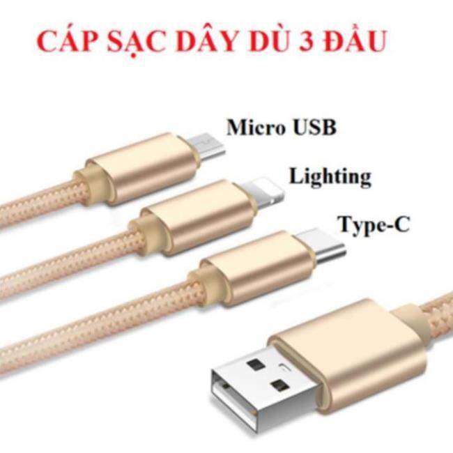 Cáp sạc dây dù 3 đầu cao cấp