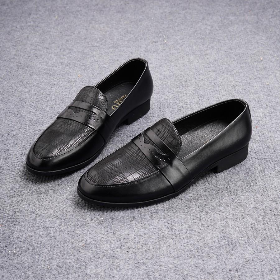 Giày lười cao cấp nam da bò TN05 màu đen
