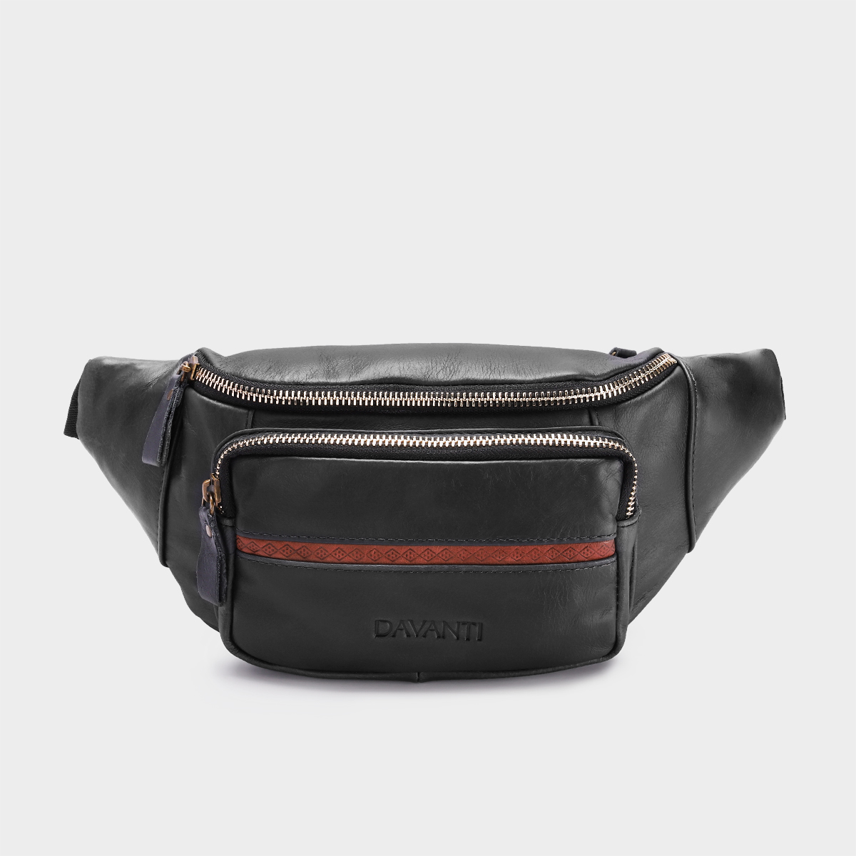 Túi Đeo Chéo Bụng DAVANTI Da Bò Thật Cao Cấp Cá Tính DB286 – Đen