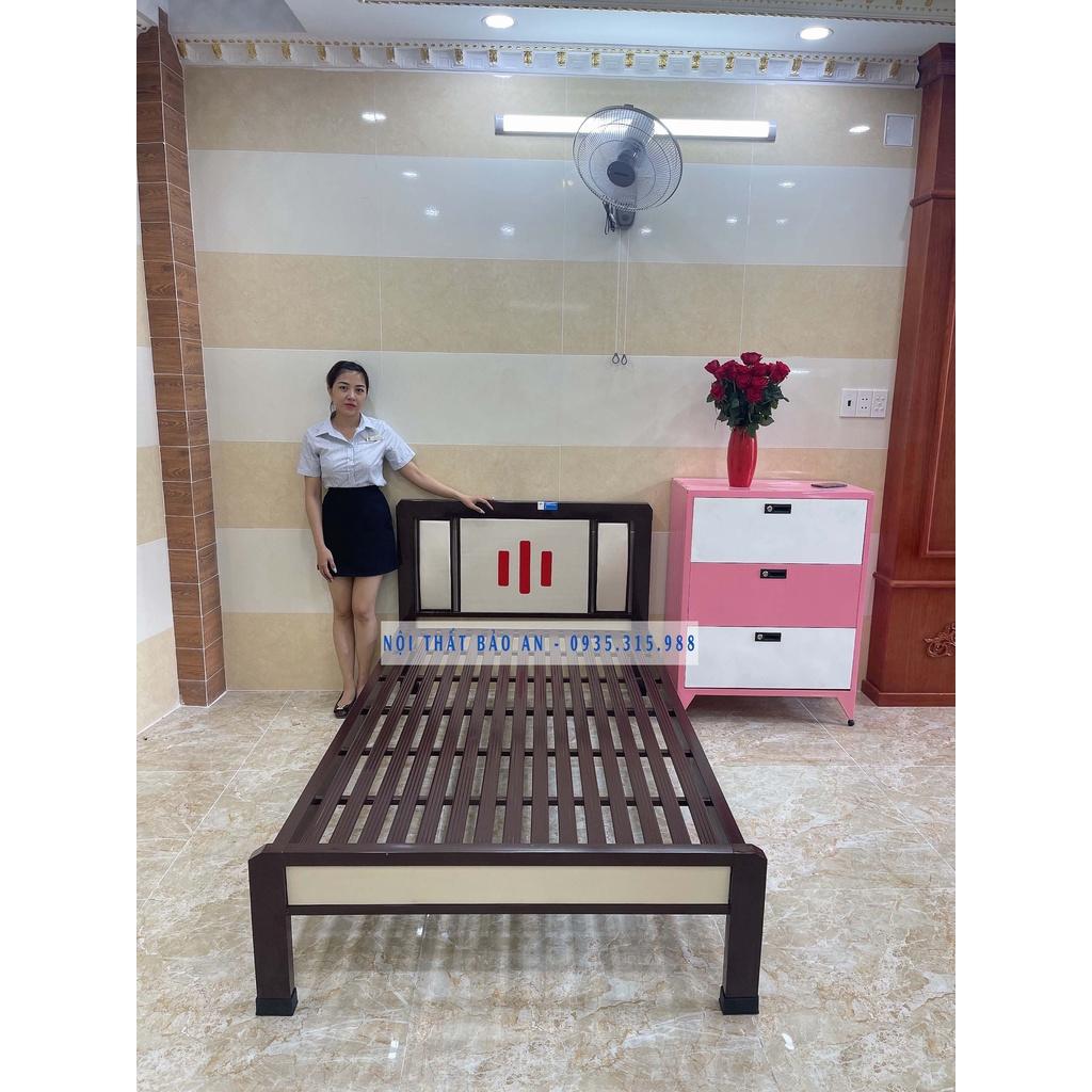 Giường ngủ sắt hộp 1m x 2m họa tiết đẹp nội thất Bảo An