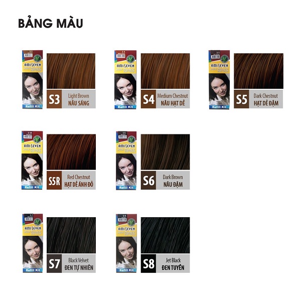 Nhuộm phủ bạc dược thảo Amiseven nhanh 7 phút AMI SEVEN Speedy Permanent Hair Color (Loại tiết kiệm) (60+60)