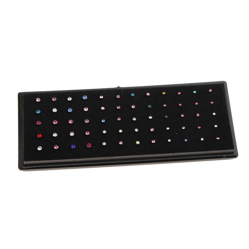 60pcs Stainless Steel Nose Rings Studs Body Piercing Jewelry Multi-Color