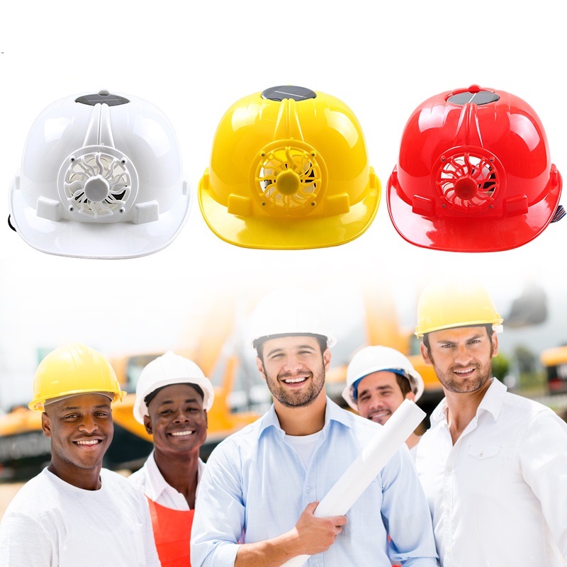 Mũ bảo hộ lao động, Mũ bảo hiểm có quạt năng lượng mặt trời nhựa ABS nguyên sinh loại tốt siêu cứng