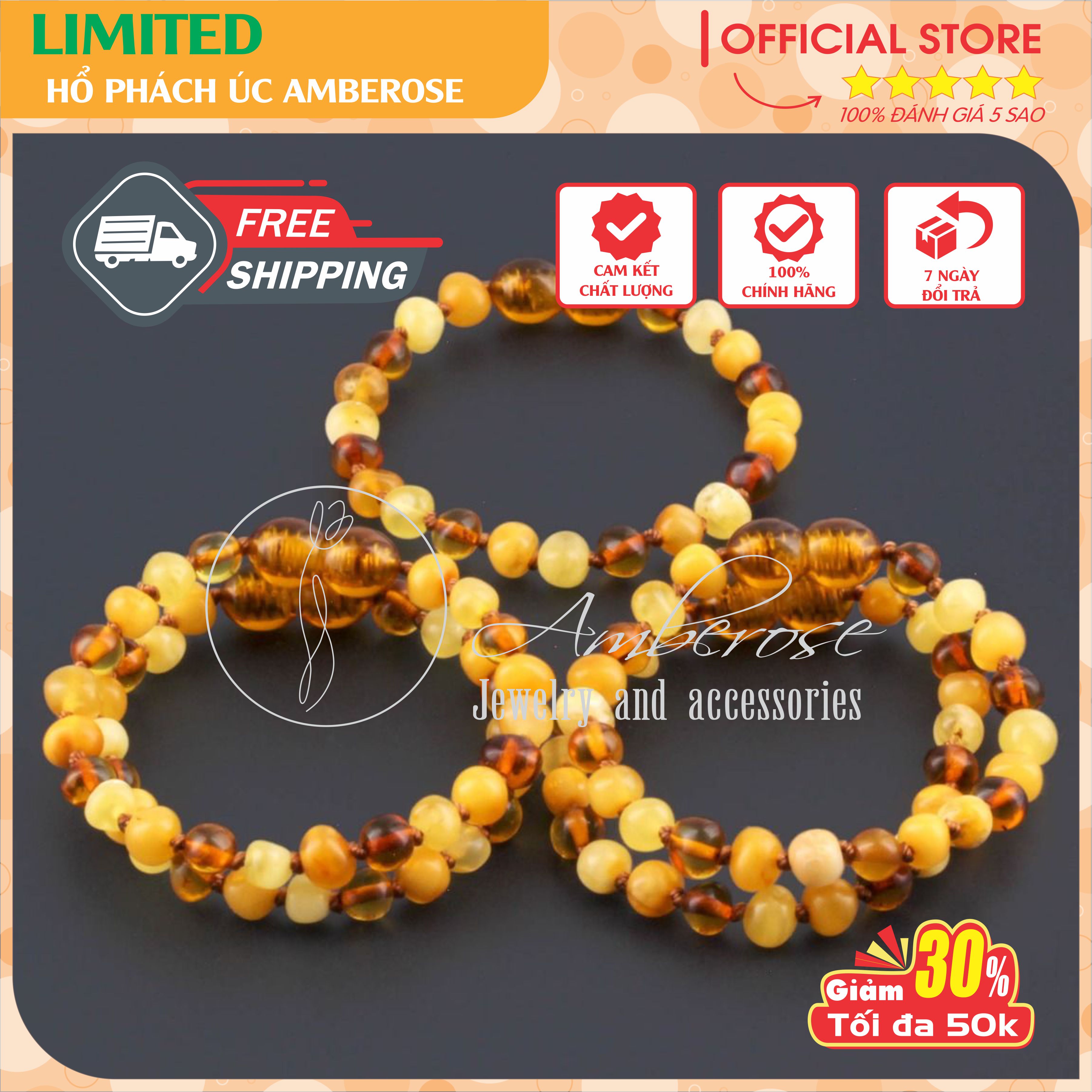 Bộ Vòng Hổ Phách Amber Úc Cho Bé 0 - 10 tuổi ( Mẫu Đặc Biệt ) SABLMT722