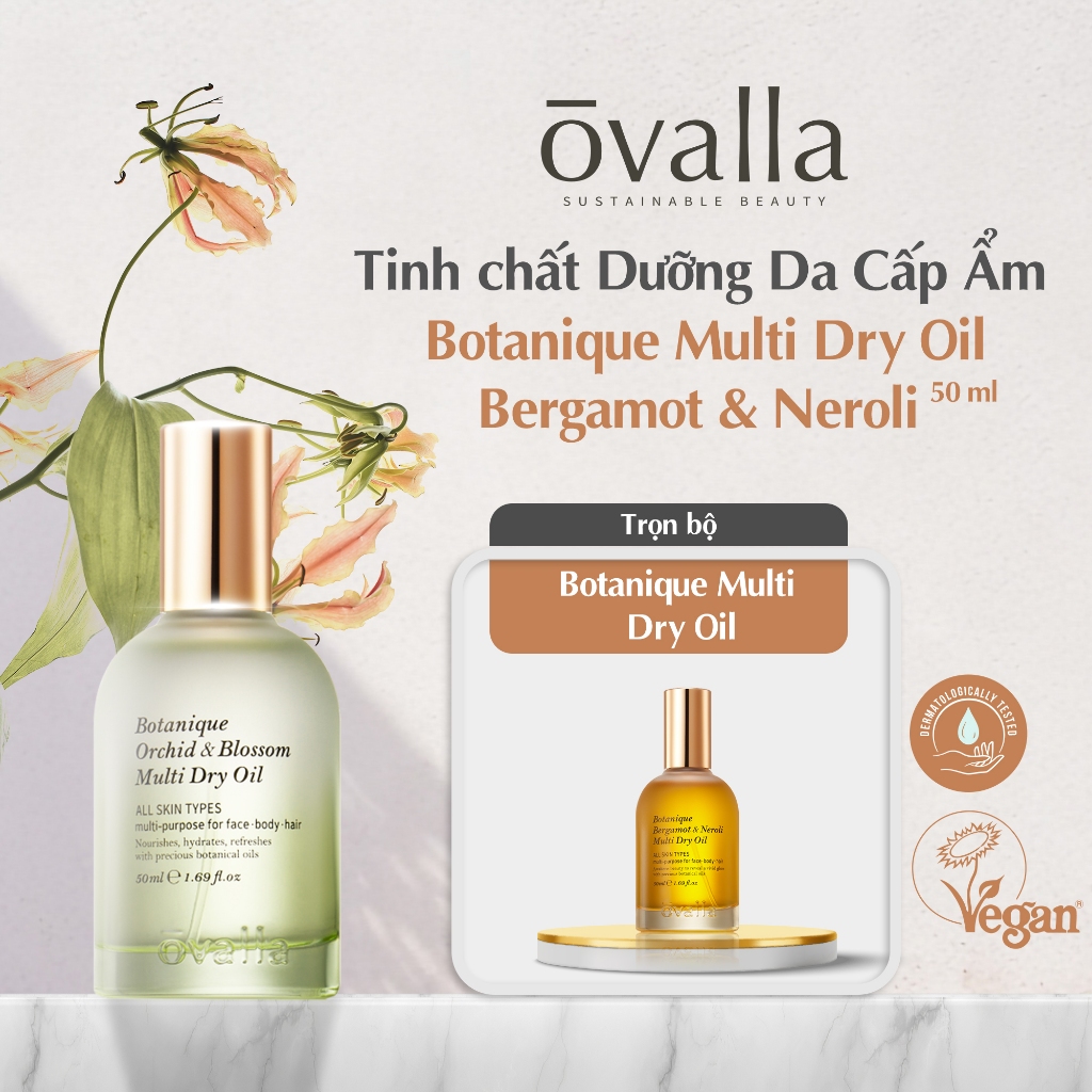 [SALE 70% DATE GẦN] Dầu Dưỡng Ẩm Đa Năng OVALLA Thuần Chay Giúp Giảm Nhăn, Làm Sáng Da Và Chống Lão Hóa Cho Da Khô (Lọ 50ml)