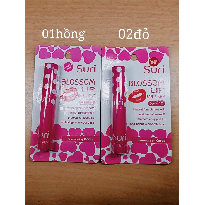 Son dưỡng ẩm bảo vệ môi chiết xuất trái bơ mỡ Suri Blossom Lip Hàn Quốc 1.8g OR01.Cam tặng kèm móc khoá