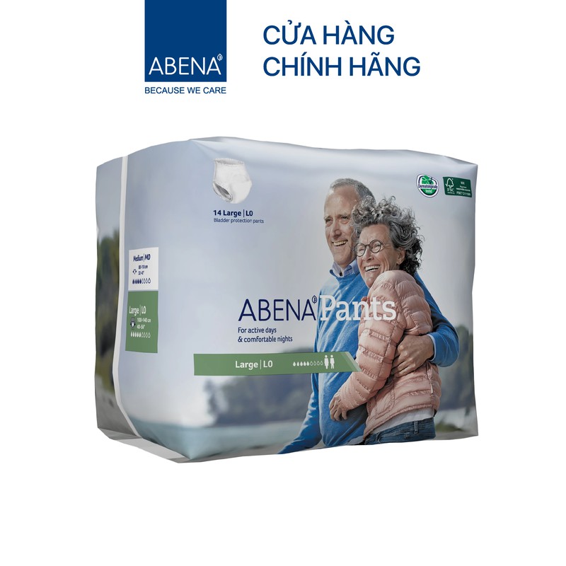 [ THẤM HÚT GẤP 50 LẦN TRỌNG LƯỢNG ] - TÃ QUẦN ABENA NGƯỜI LỚN NAM NỮ - 14 MIẾNG - DÒNG L (VÒNG HÔNG 100-140CM) - L0