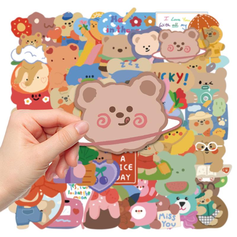 Sticker GẤU INS hoạt hình cute trang trí mũ bảo hiểm,guitar,ukulele,điện thoại,sổ tay,laptop-mẫu S166