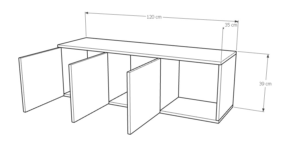 TINTO, Tủ đựng đồ 3 ngăn DRA_083, 120x35x40cm