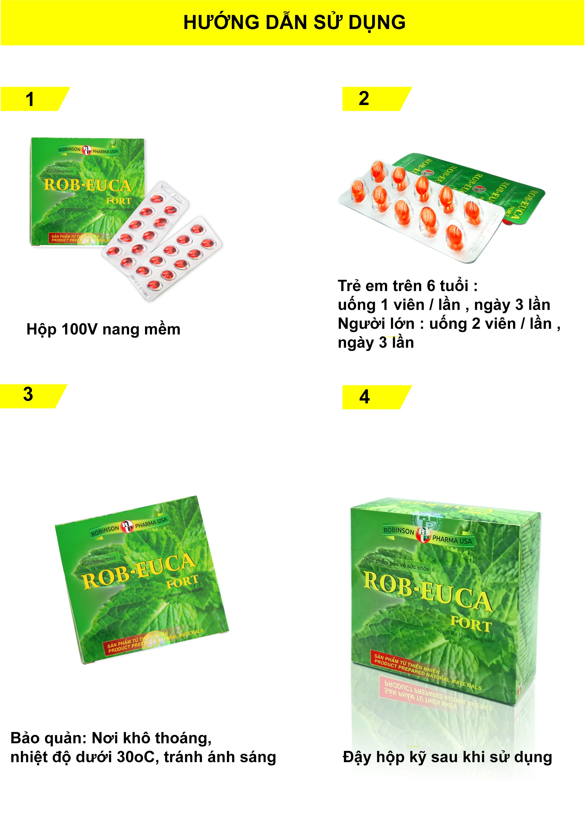 TPCN- Robinson pharma USA- Robeuca fort-Viên uống bổ phế giảm ho, đau, ngứa rát, giữ ẩm đường hô hấp