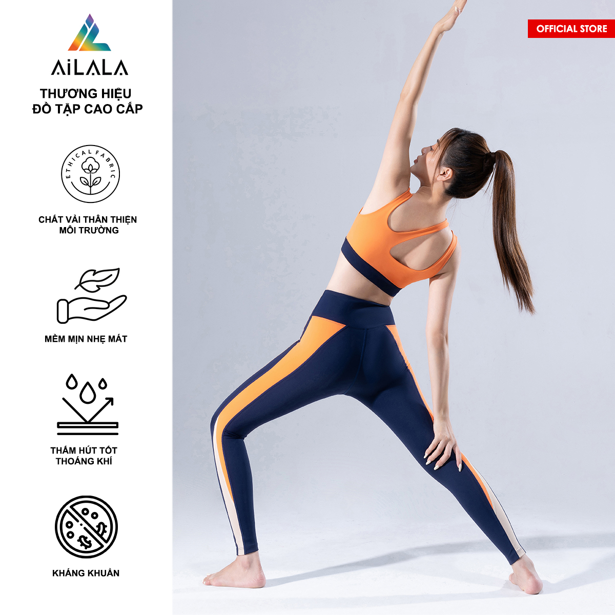 Bộ quần áo thể thao nữ AiLALA LUX49, Đồ tập Yoga Gym Pilates, chất vải Hi-tech cao cấp
