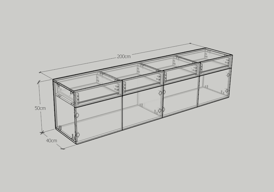 WESLEY, Kệ Tivi 4 ngăn kéo - 4 cửa mở, 200cm x 40cm x 50cm MDF Chống ẩm