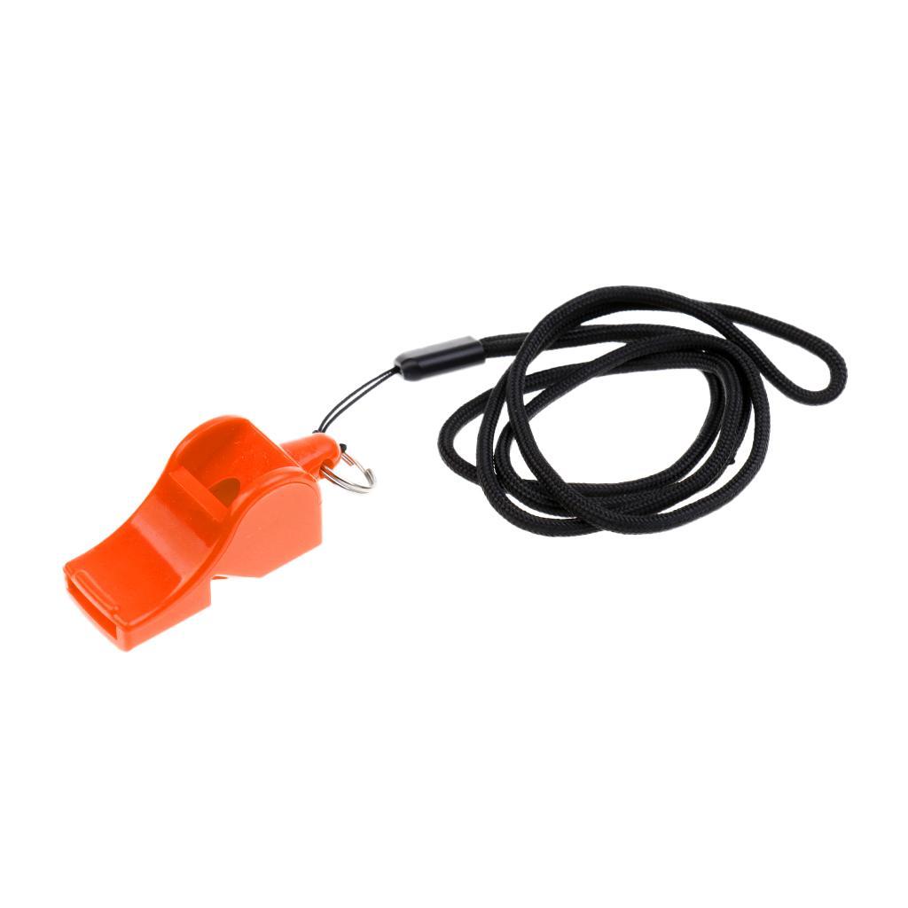 2 Pieces/ Set Durable Plastic Emergency Survival Whistle with Neck Strap for Marine Boat Kayaking Safety Outdoor Sports Camping Hiking