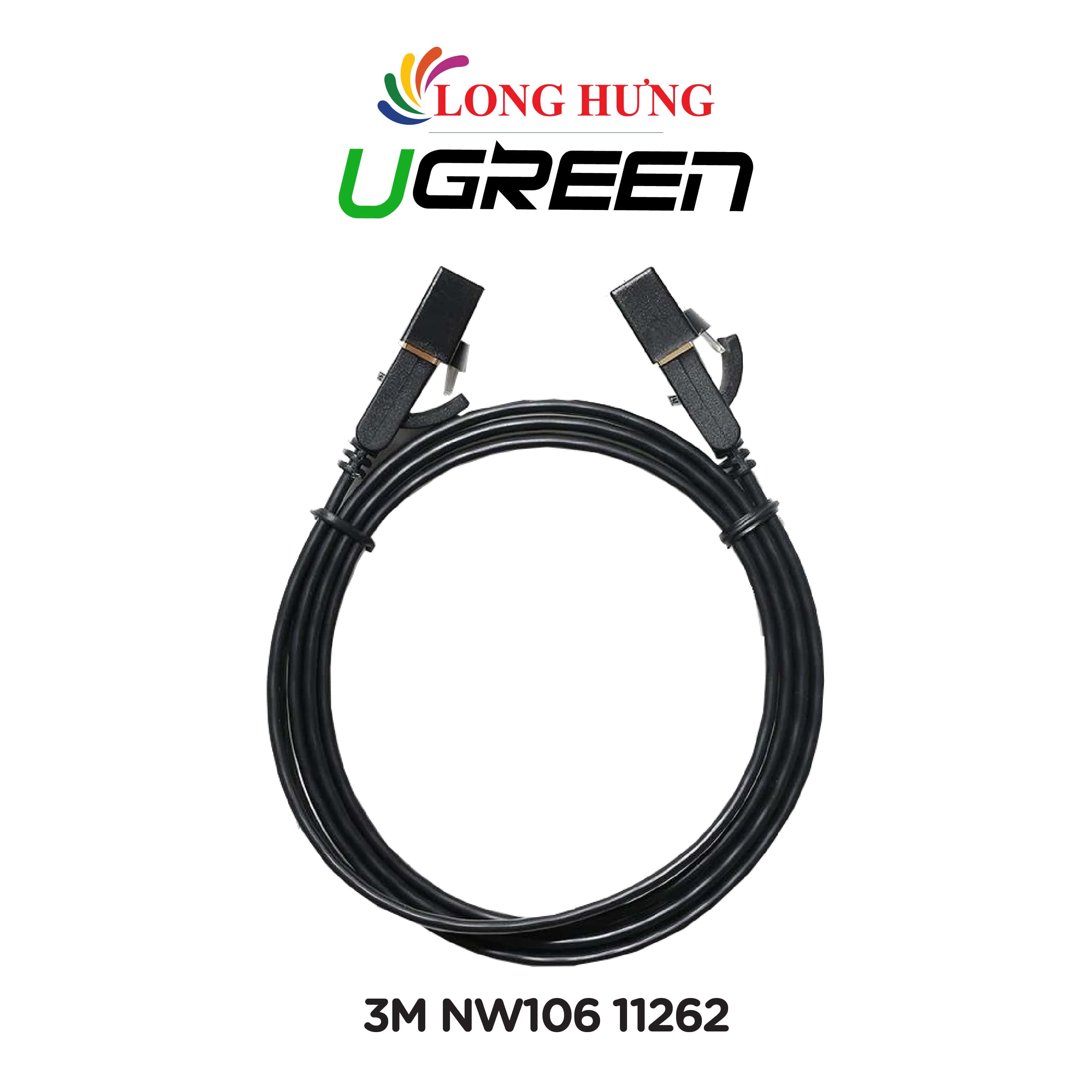 Cáp mạng dạng dẹt đen đúc sẵn Ugreen Cat7 STP Lan Cable Flat Design NW106 - Hàng chính hãng