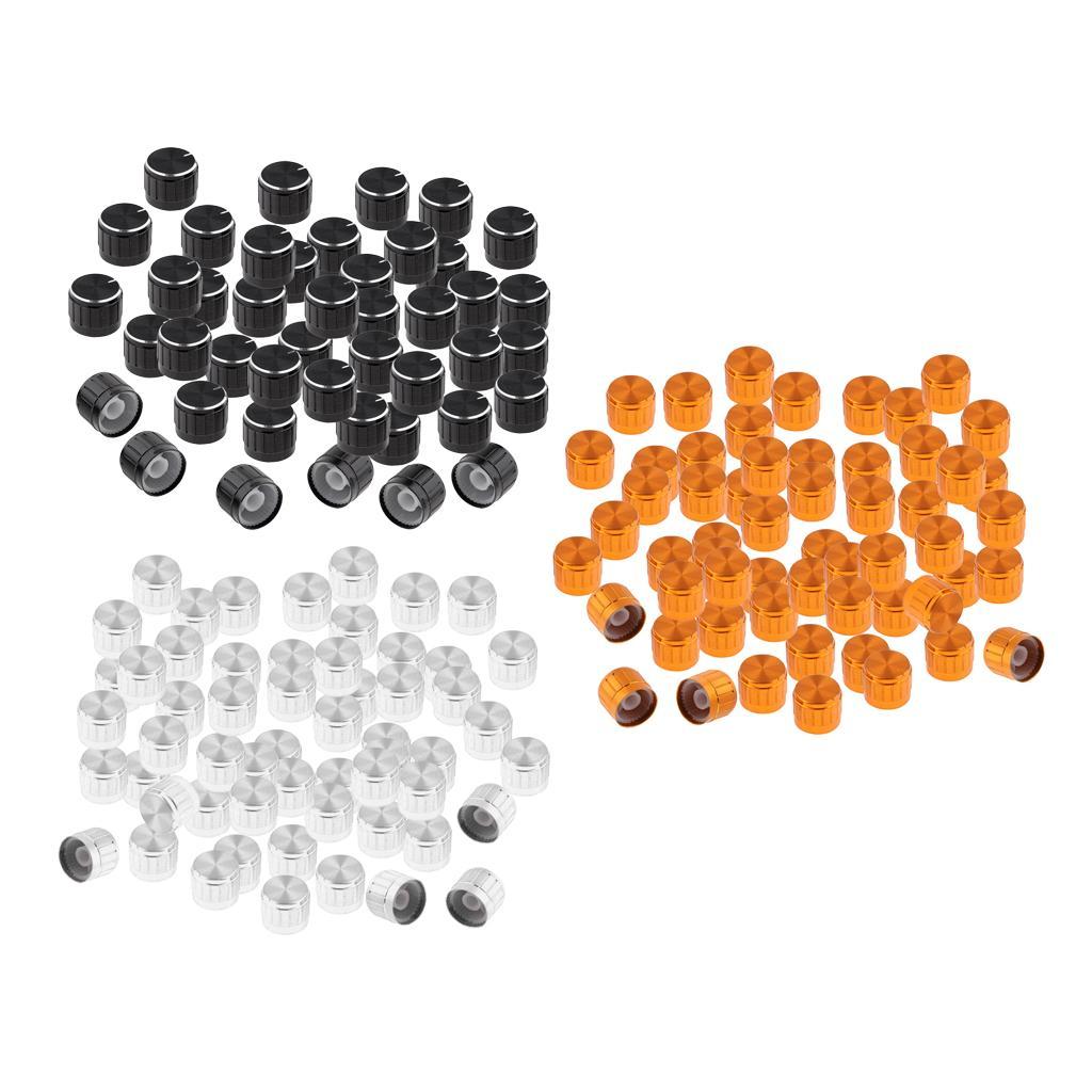 50Piece Aluminum Alloy Anti-Slip Potentiometer Control Knob 21x17mm Black