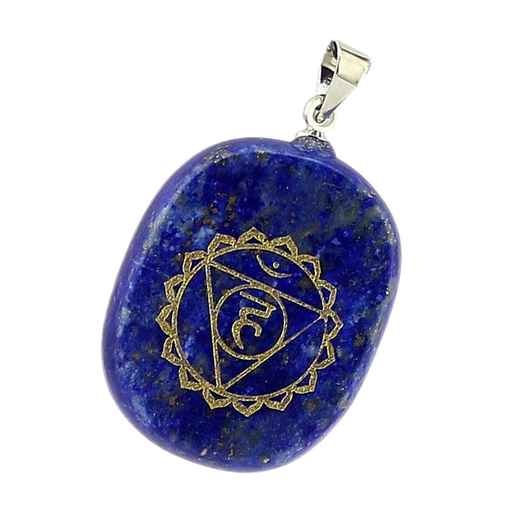 2pcs Engraved Lapis Lazuli Amethyst Reiki Natural Stone Necklace Pendants