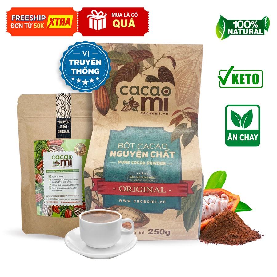 Bột cacao nguyên chất không đường CACAO MI Original giảm cân ăn kiêng Keto Eat Clean, chuyên pha cafe trà sữa