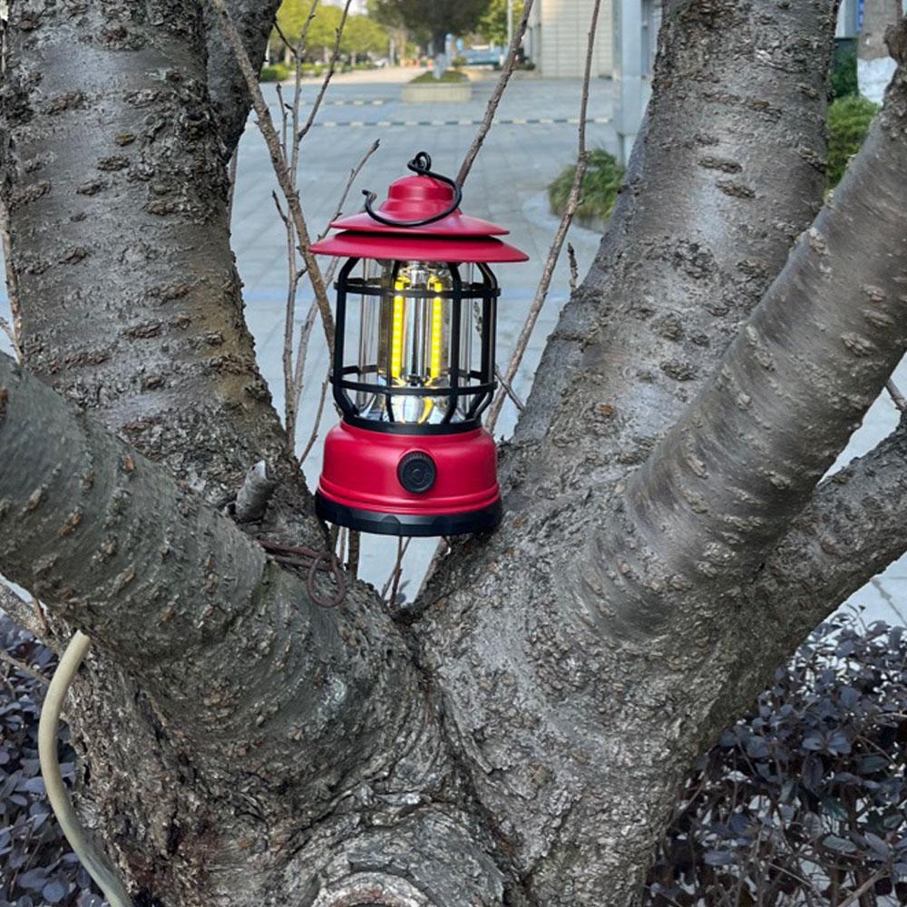Outdoor Camping Light Retro Campsite Lantern USB Night Light Emergency Lamp Stepless Dimming for Hiking Tent Fishing