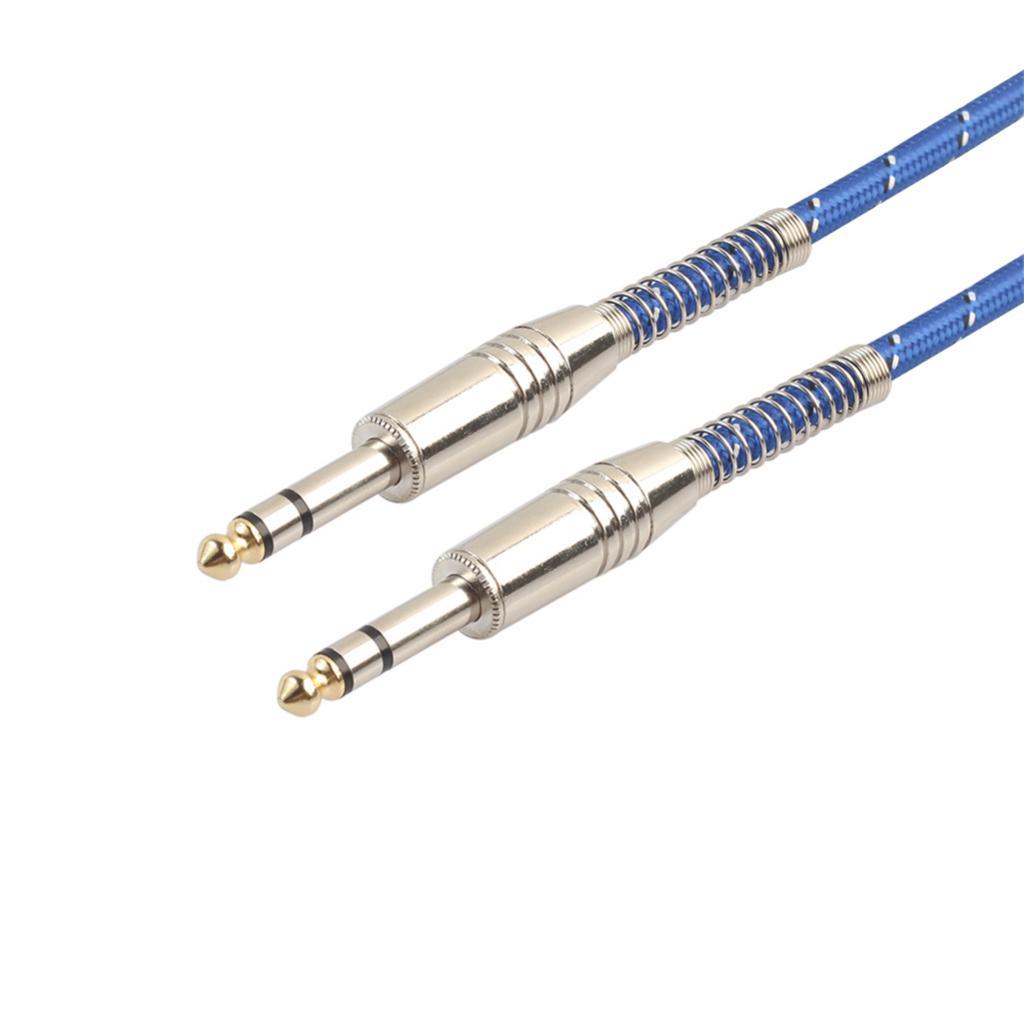 2xBass Guitar 6.35mm Stereo Male to Male Audio Cable Nylon Braided Cable 1m