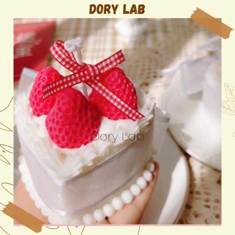 Nến Thơm Bánh Kem Trái Tim Mix Dâu Tây Không Khói, Quà Tặng Valentine, Sinh Nhật - Dory Lab