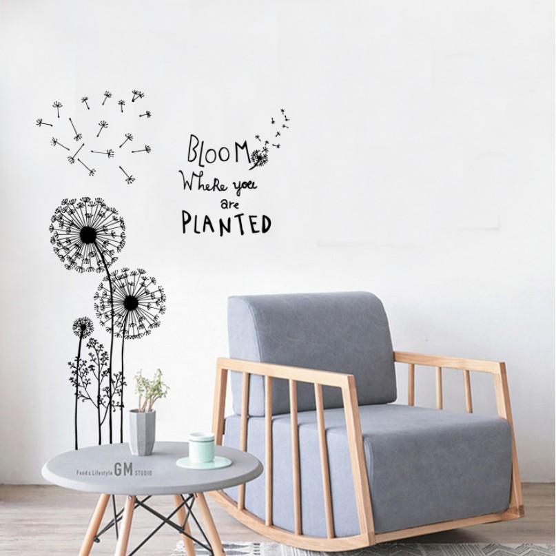 Decal dán tường trang trí - HOA BỒ CÔNG ANH TRẮNG ĐEN BLOM