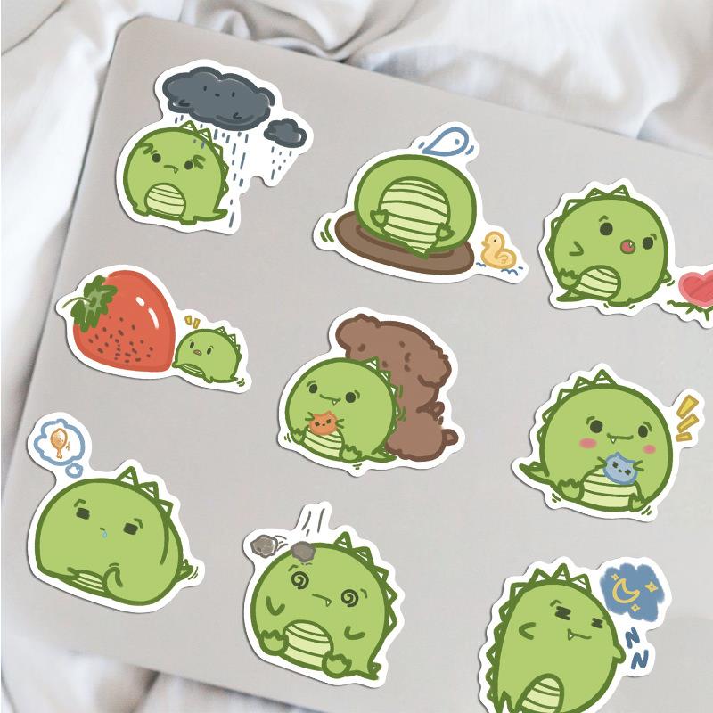 Sticker khủng long xanh chibi hoạt hình cute trang trí mũ bảo hiểm,guitar,ukulele,điện thoại,sổ tay,laptop-mẫu S69