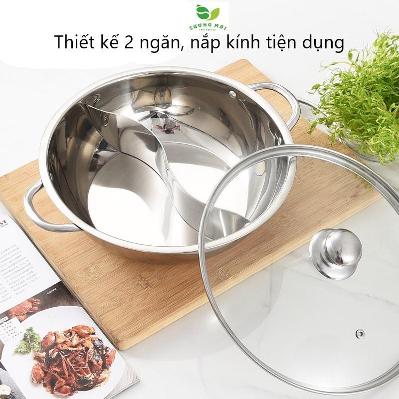 Nồi Lẩu 2 Ngăn Inox 304