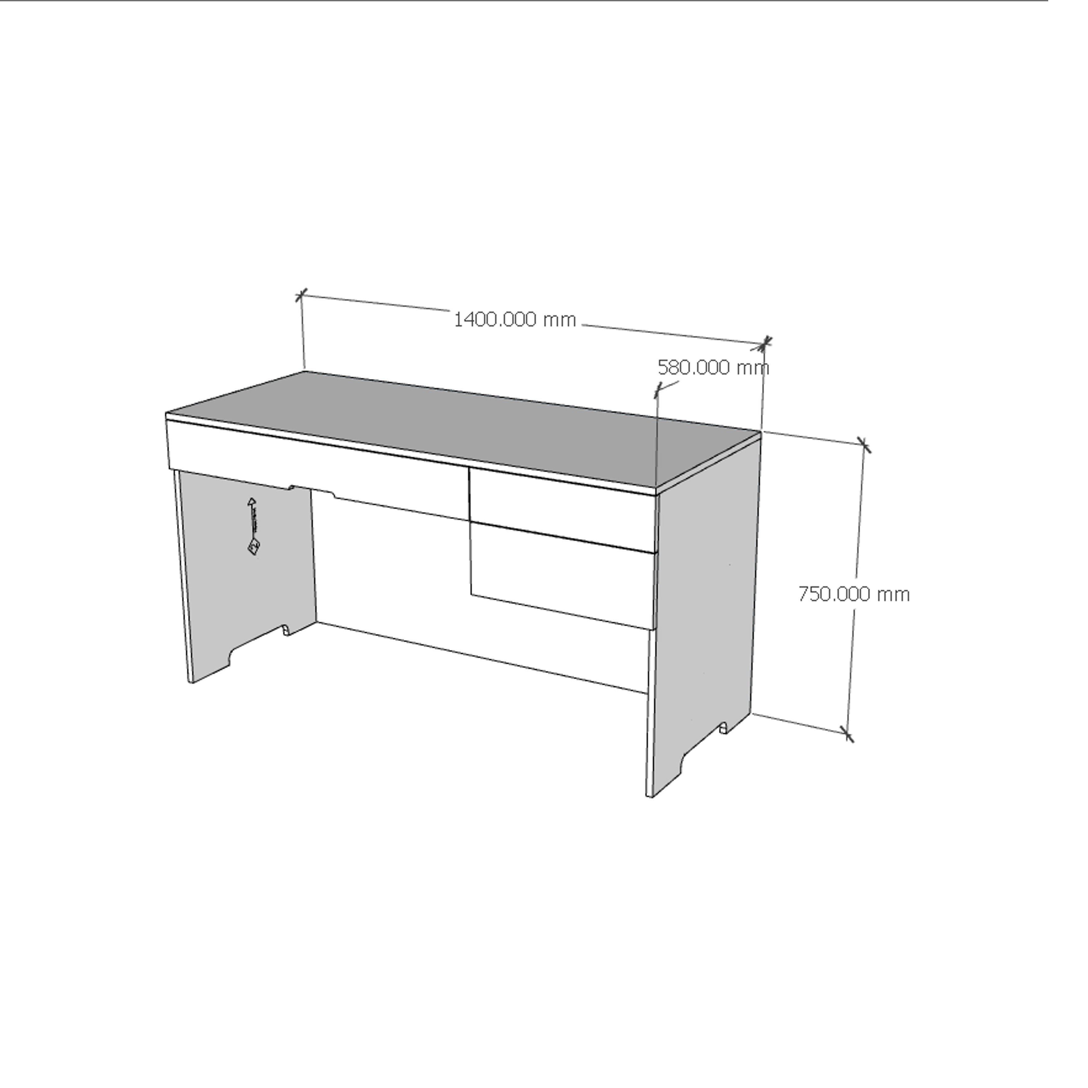 [Happy Home Furniture] MOLLY , Bàn làm việc 3 ngăn kéo, 140cm x 58cm x 75cm ( DxRxC), BAN_062