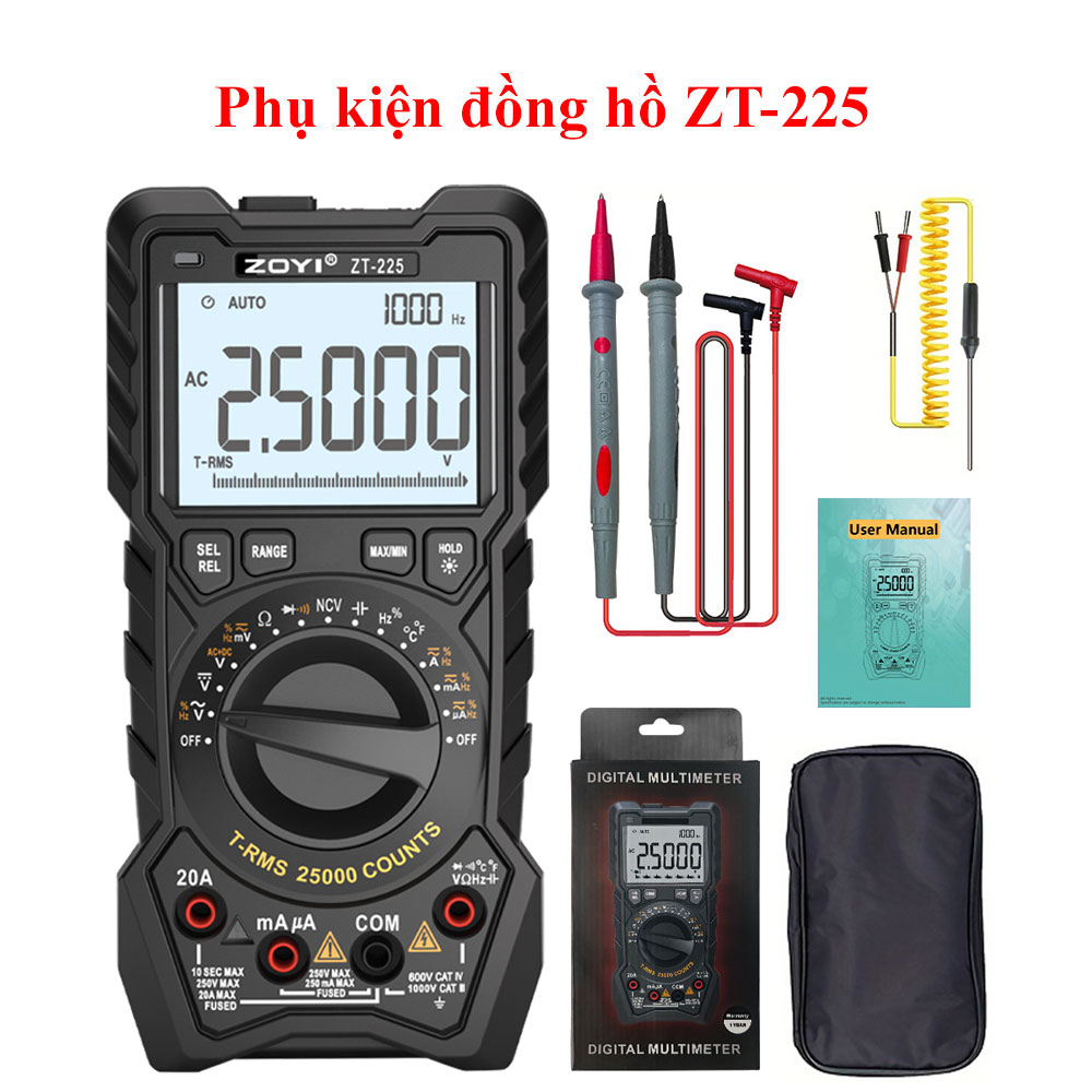 Đồng hồ vạn năng kỹ thuật số ABG ZOYI ZT-225 tự động độ chính xác cao, công cụ tối ưu cho việc bảo trì và kiểm tra điện