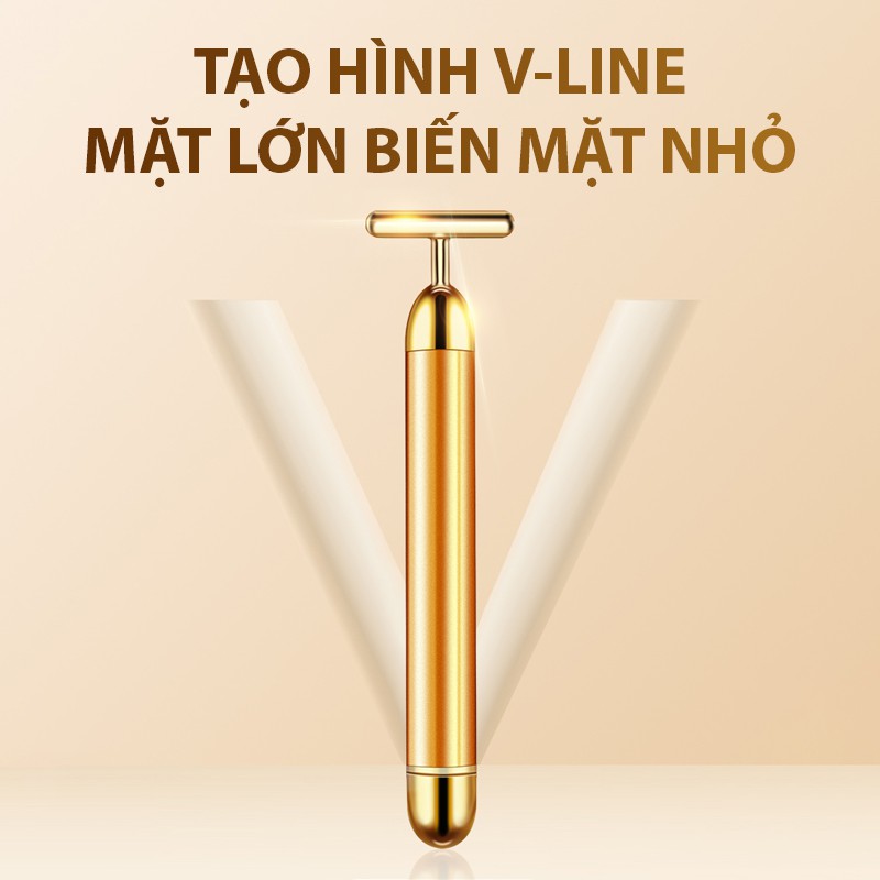 Máy massage mặt xi mạ vàng 24K giúp giảm nếp nhăn, chống lão hoá, giảm quầng thâm bọng mắt (Hàng Chính Hãng)