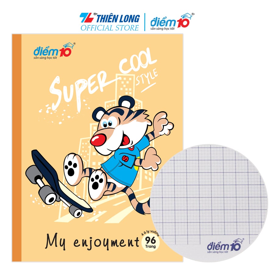 Bộ 5 Tập học sinh 96 trang 4 ô ly vuông 100 gsm Điểm 10 TP-NB061