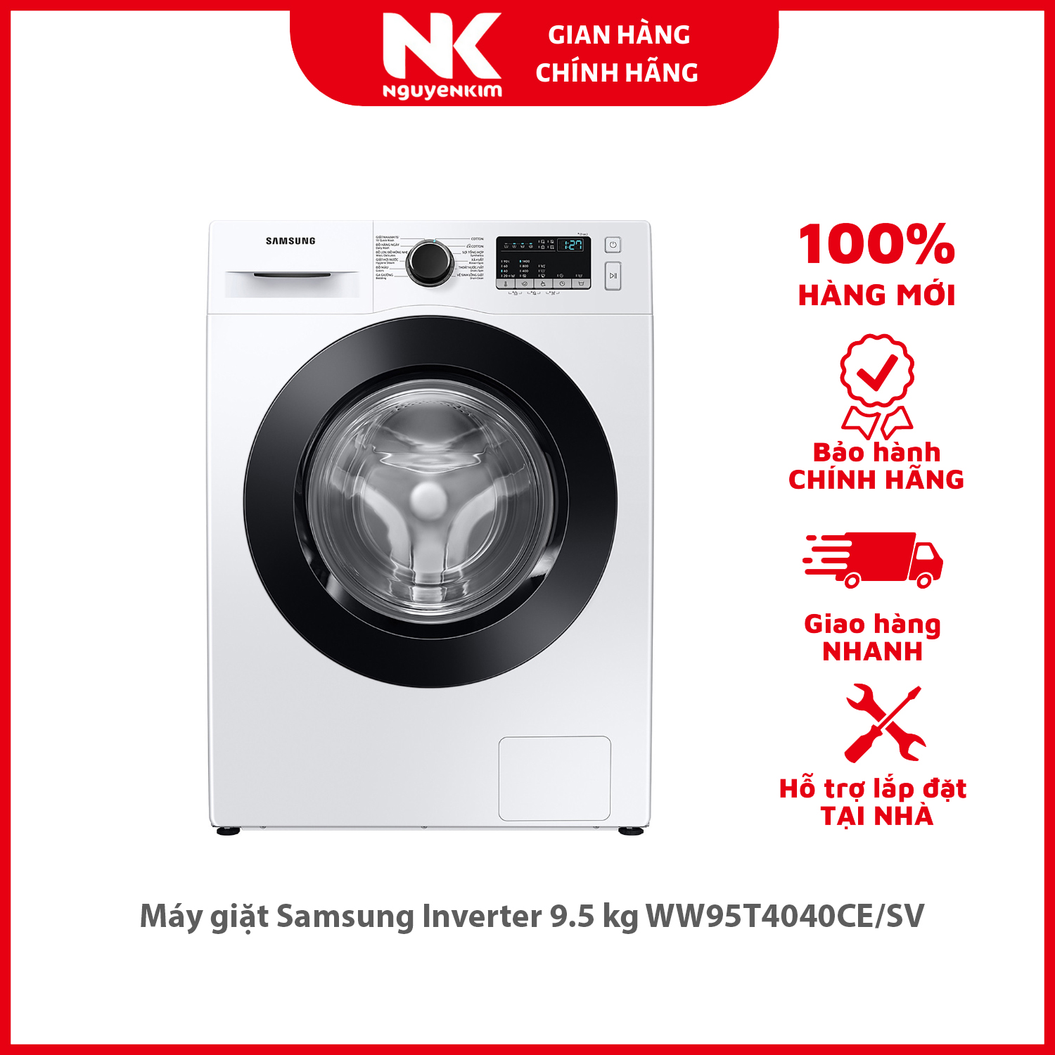 Máy giặt Samsung Inverter 9.5 kg WW95T4040CE/SV - Hàng chính hãng [Giao hàng toàn quốc]