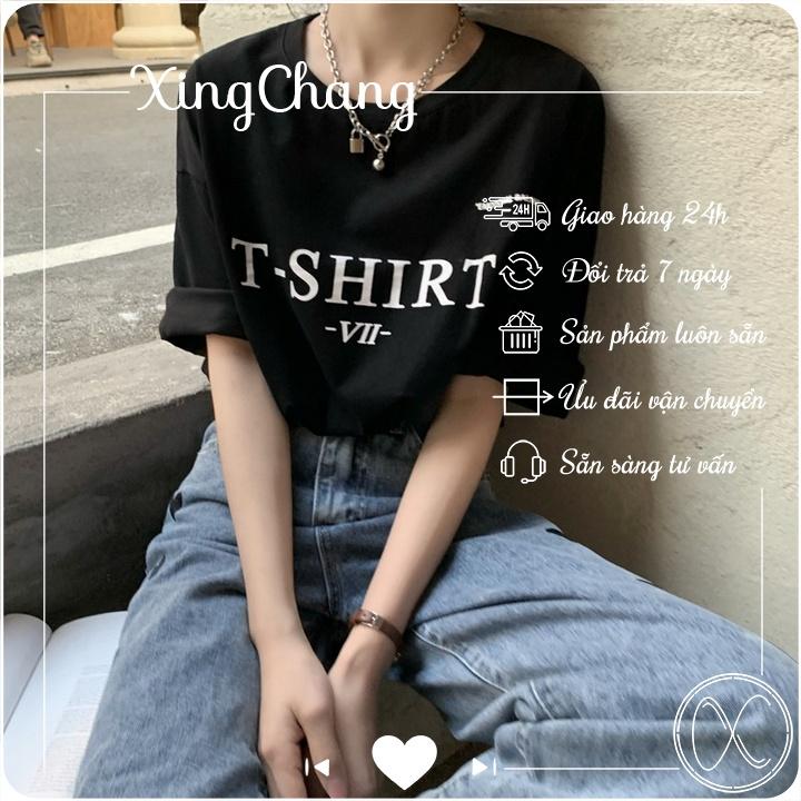 Áo phông nữ form rộng tay lỡ, Áo phông hè chất mịn đẹp nữ tính in T-Shirt mã TLW.28