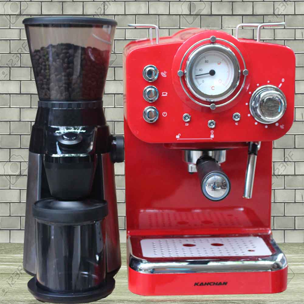 COMBO MÁY XAY VÀ PHA CAFE ESPESSO KAHCHAN-HÀNG CHÍNH HÃNG- CHUYÊN DÙNG CHO QUÁN 150 LY/ NGÀY