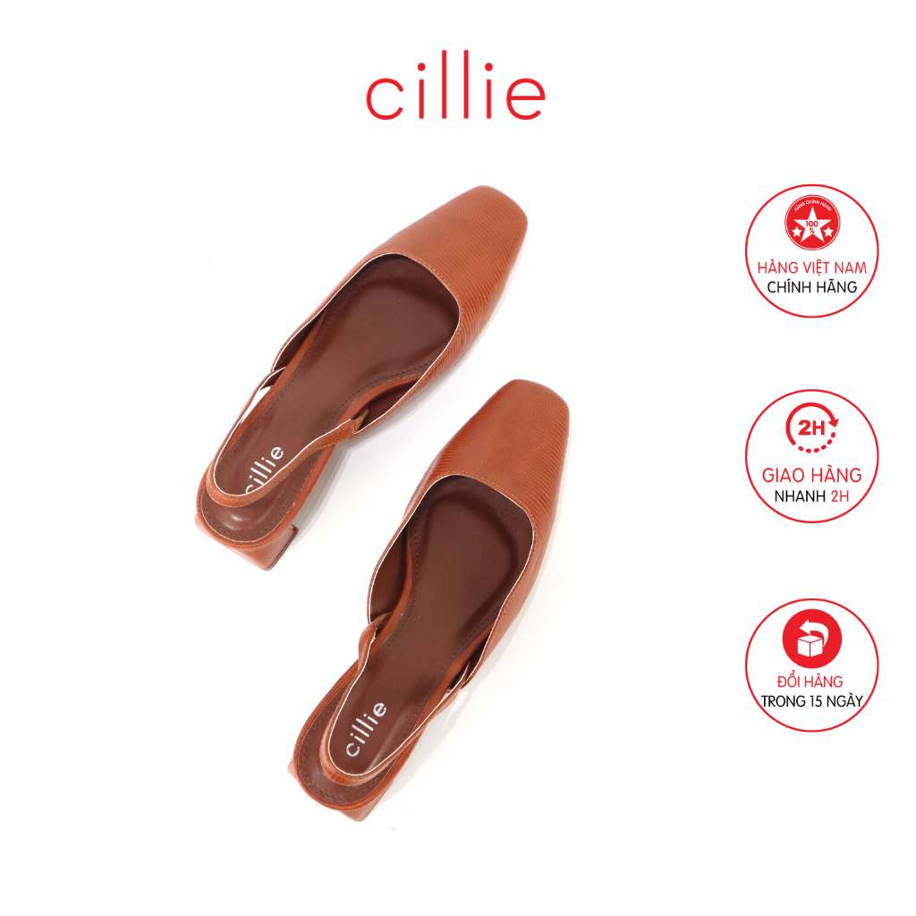 Giày sandal nữ thời trang bít mũi hở hậu gót xéo 3cm đi làm đi chơi Cillie 1062