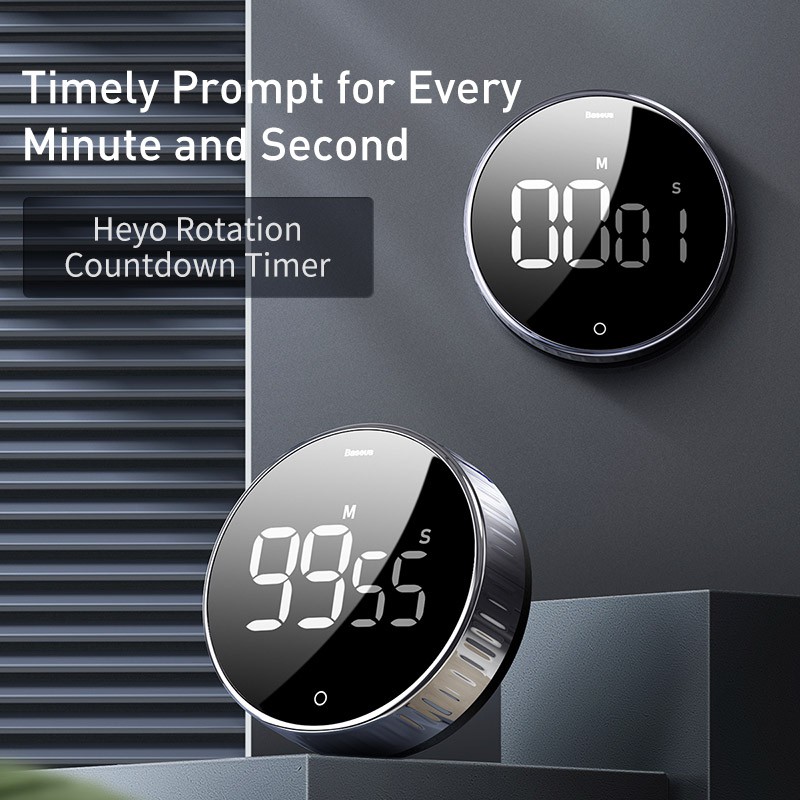 Đồng hồ hẹn giờ đếm ngược Baseus Heyo Rotation LED Countdown Timer - Hàng chính hãng